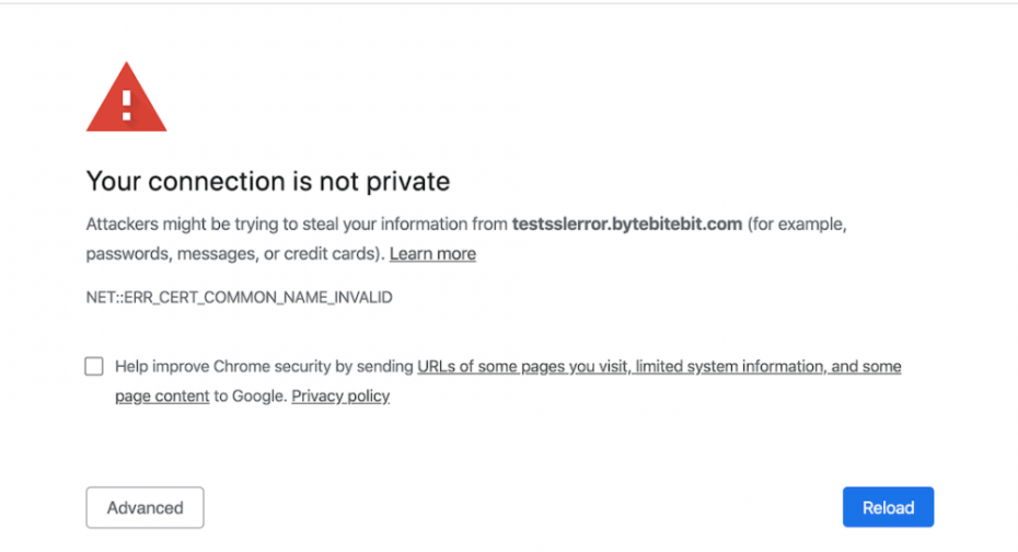 Website Not Secure screenshot