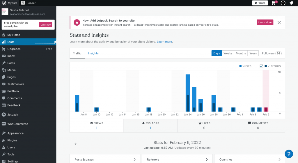 wordpress.com dashboard