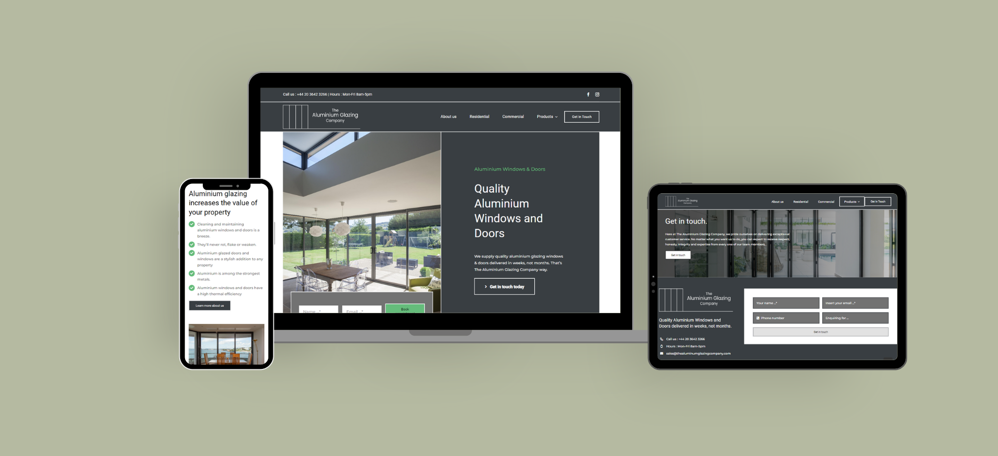 The Aluminium Glazing Company Homepage Website design SEO web project case study Chell Web & Design