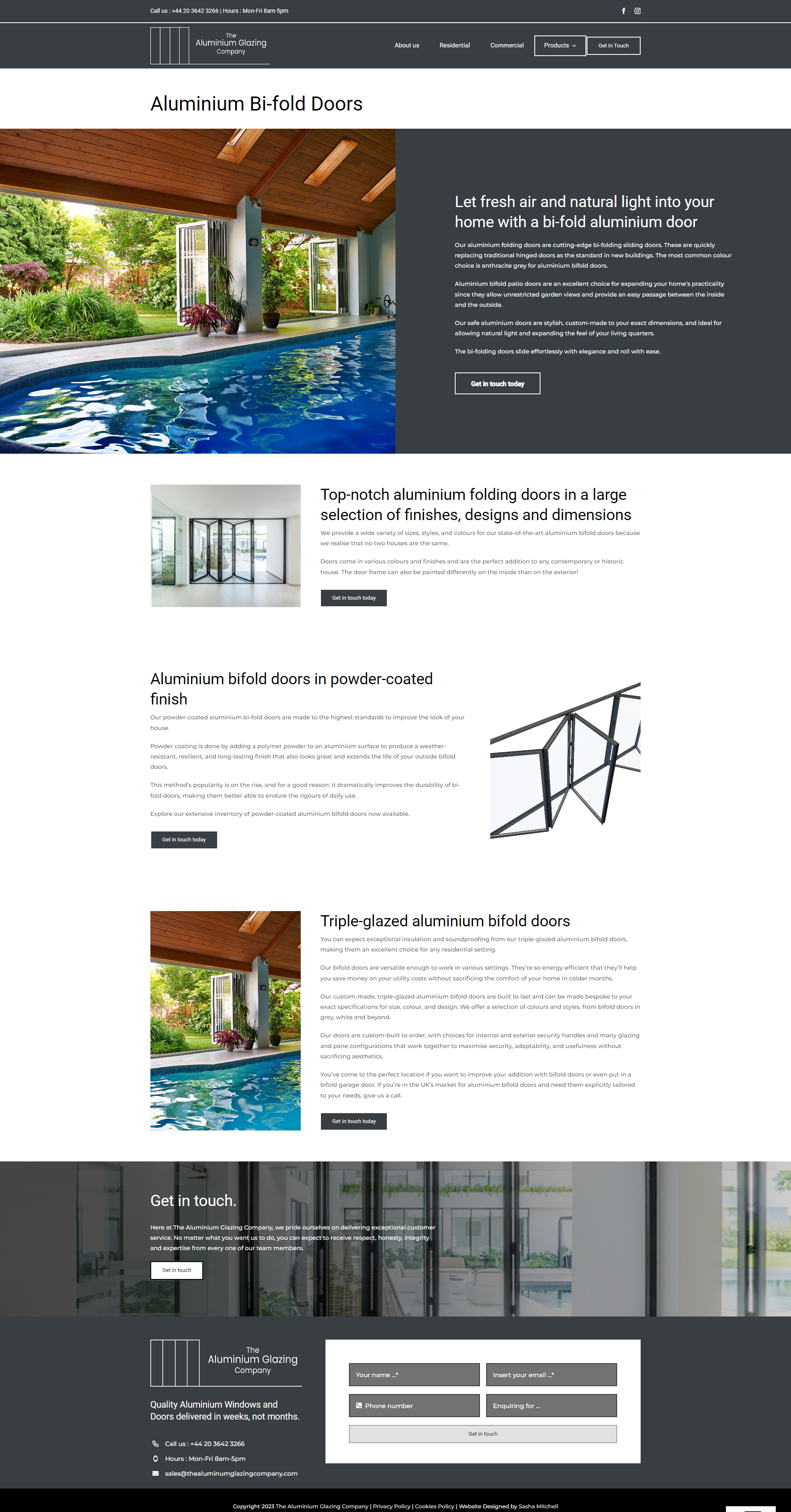 The Aluminium Glazing Company Product page Website design SEO web project case study Chell Web & Design