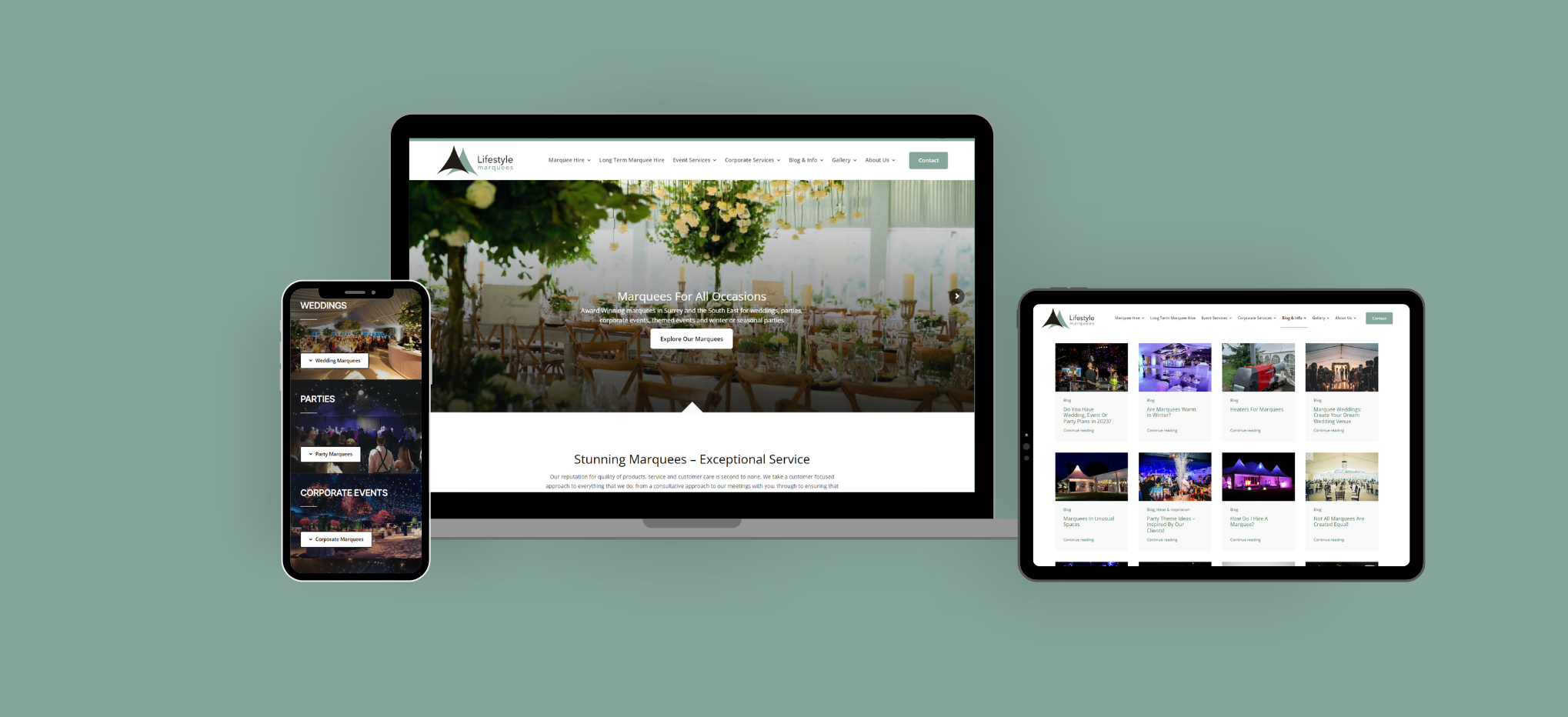 Lifestyle Marquees Project Case Study new Website design