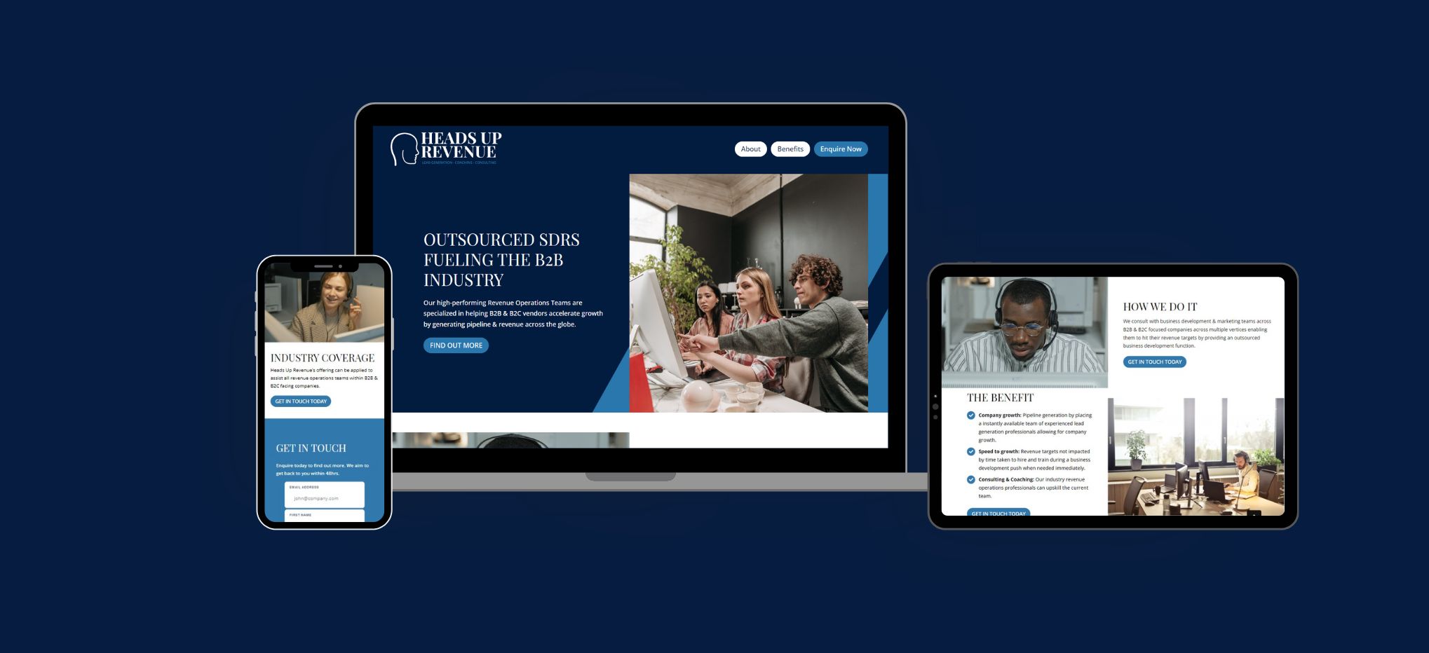 Heads Up Revenue Case study Website design build