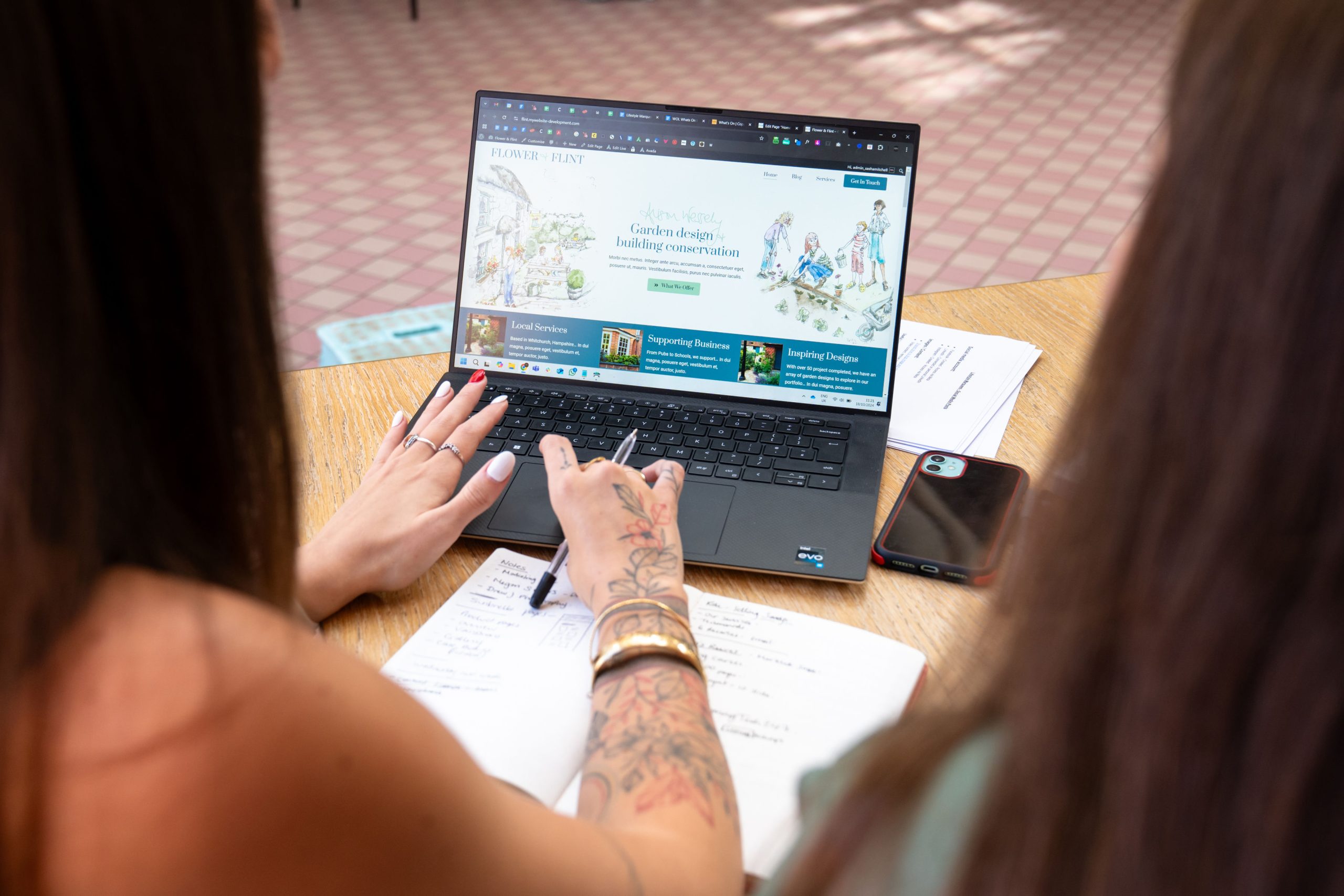 Chell Web & Design – Sasha Mitchell – Brand Photos by Claire w Sasha Mitchell Chell Web & Design laptop working website design graphics maintenance SEO agency bespoke web working build template bespoke site wordpress