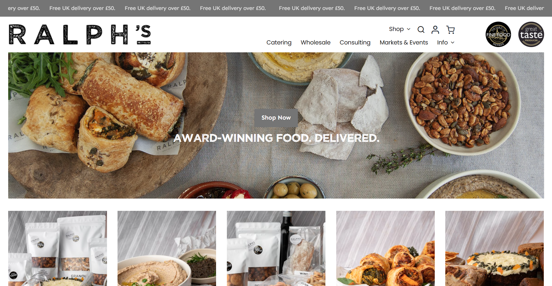 Ralph's Catering e-Commerce Wordpress website design client - CTA example