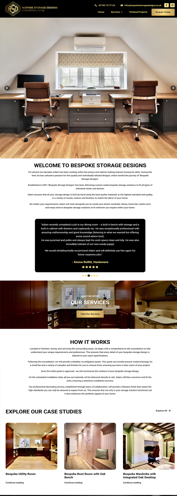 Bespoke Storage Design Website Project | Chell Web & Design