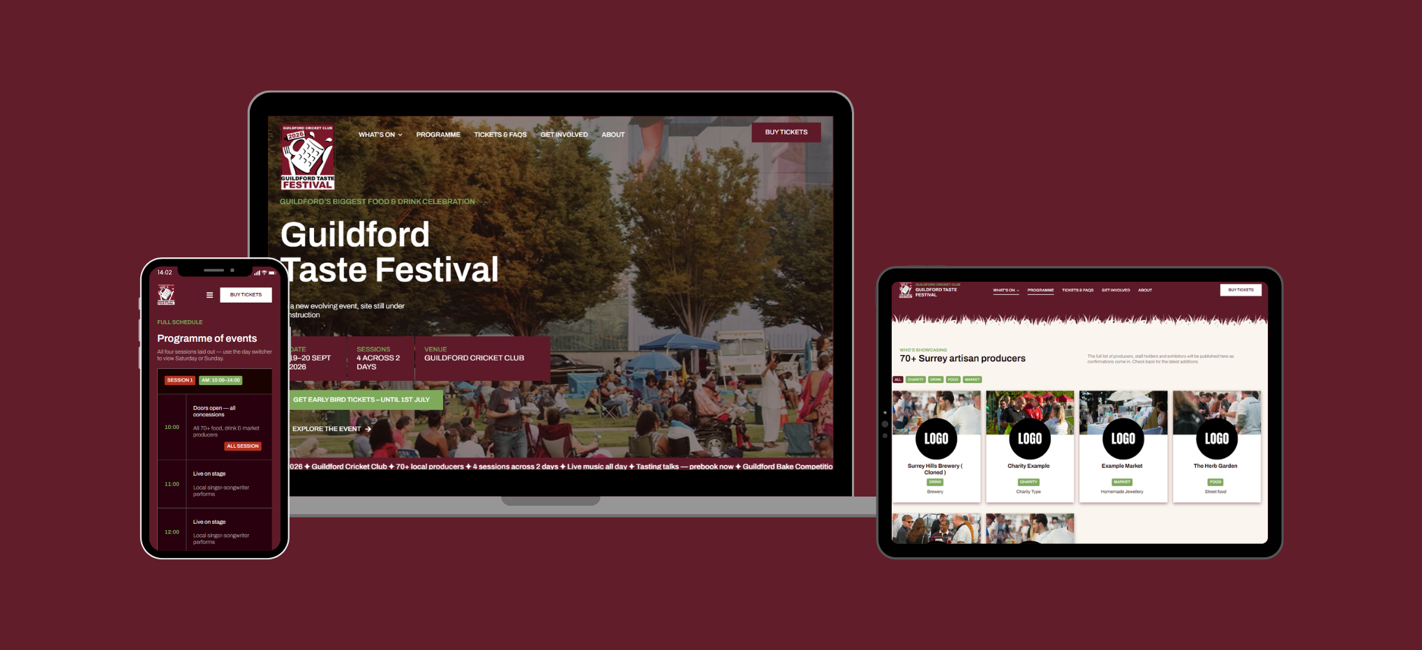 Guildford Taste Festival Case Study Wordpress Website design surrey